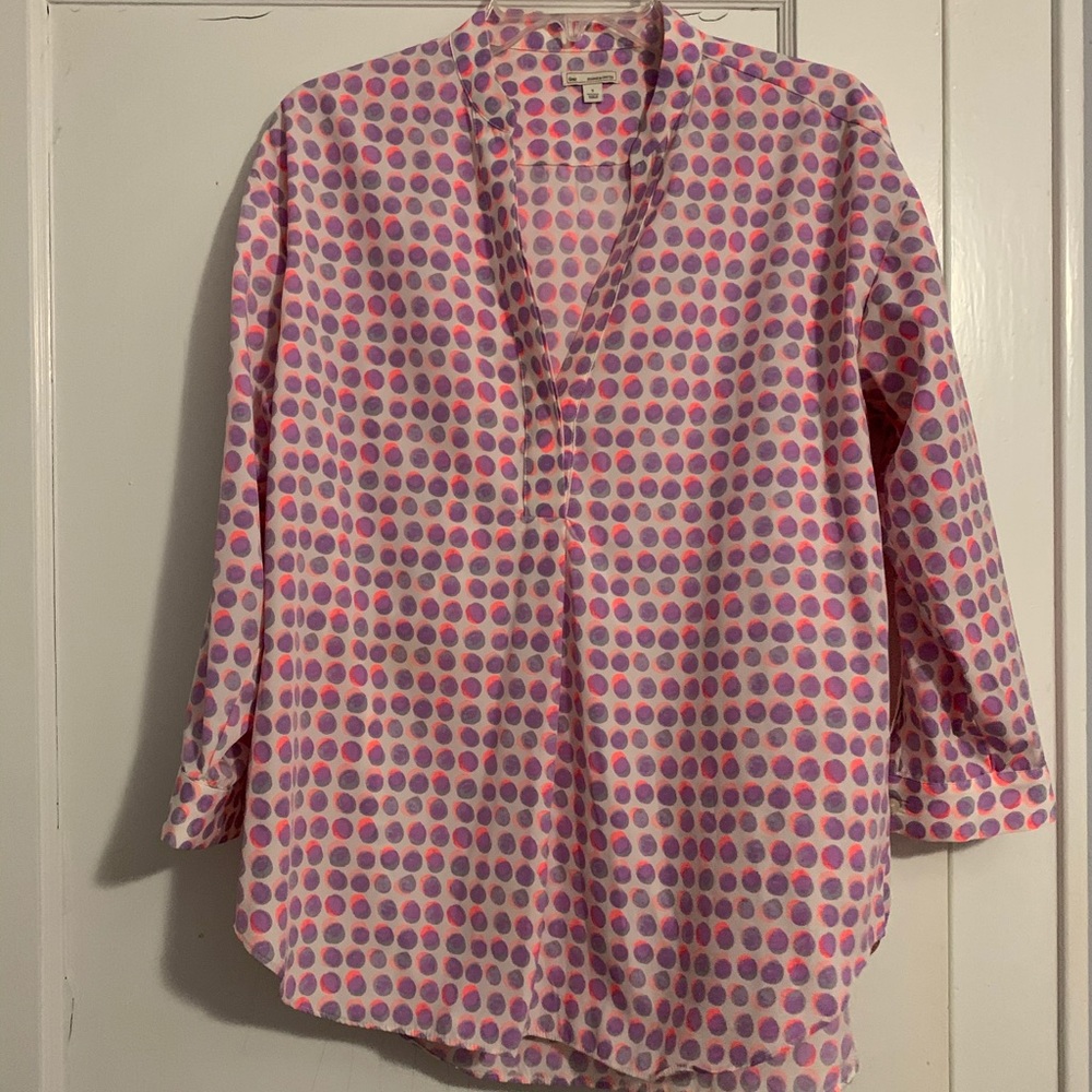 Gap oversized multi-colored polka dot blouse